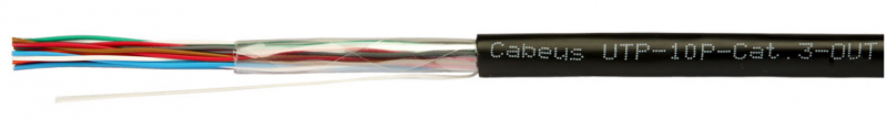 Многопарный кабель Витая пара для внешней проводки CABEUS UTP-10P-CAT.3-OUT