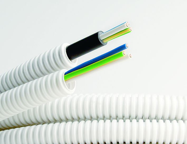 ДКС Электротруба ПВХ гибкая гофр. д.16мм, цвет серый, с кабелем ВВГнг(А)-LS 3х1,5мм² РЭК 