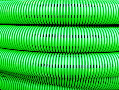 ДКС Двустенная труба ПНД гибкая дренажная д.110мм, SN8, перфорация 360 град., в бухте 50м, цвет зеленый