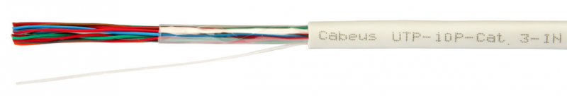 Многопарный кабель Витая пара категории 3 для внутренней проводки CABEUS UTP-10P-CAT.3-IN