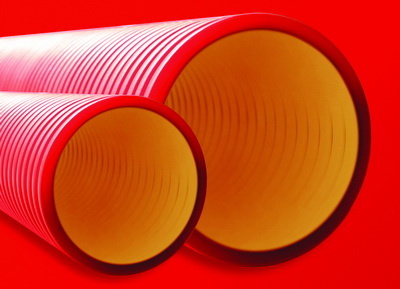 ДКС Двустенная труба ПНД жесткая для кабельной канализации д.160мм, SN6, 6м, цвет красный